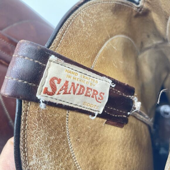 Vintage Sanders Western Cowboy Boots Men’s 10.5 D Brown Leather Mexico main image 7
